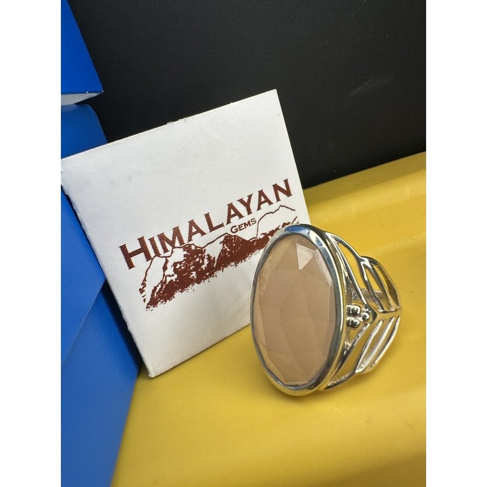 Himalayan Gems Sterling Silver 925 Pink Natural Moonstone Unique Size 8 Ring NEW